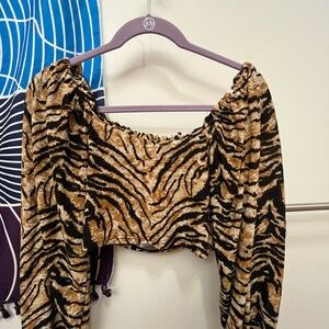 Tiger Print Off-Shoulder Top